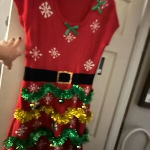 Festive Red Christmas Dress Costume for Kids